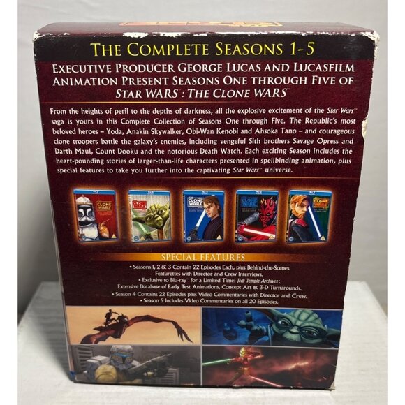 Star Wars: The Clone Wars The Complete Seasons 1-5 Blu-Ray Box Set - Picture 3 of 9